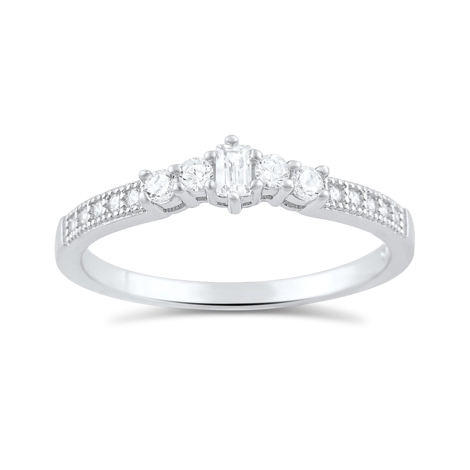 Sterling Silver Simulated Diamond Stackable Victorian Ring - SilverCloseOut - 2