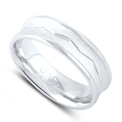 Sterling Silver Concave Zig Zag Mens Band - SilverCloseOut - 1