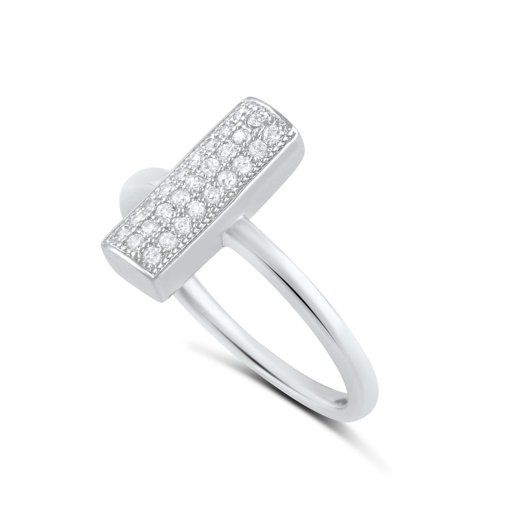 Sterling Silver Simulated Diamond Bar Ring - SilverCloseOut - 1
