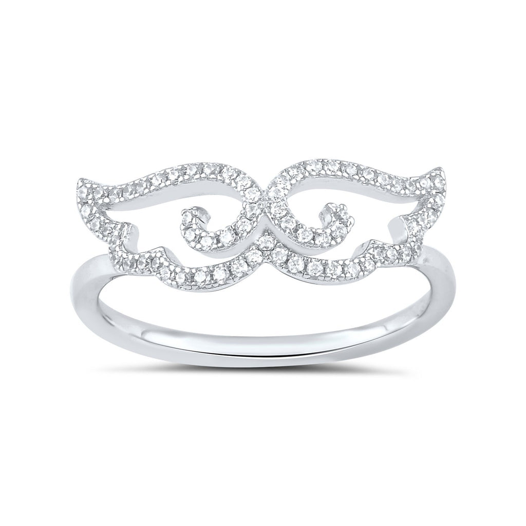 Sterling Silver Cz Moustache Ring - SilverCloseOut - 2