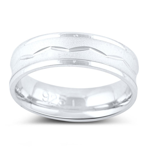 Sterling Silver Concave Zig Zag Mens Band - SilverCloseOut - 2