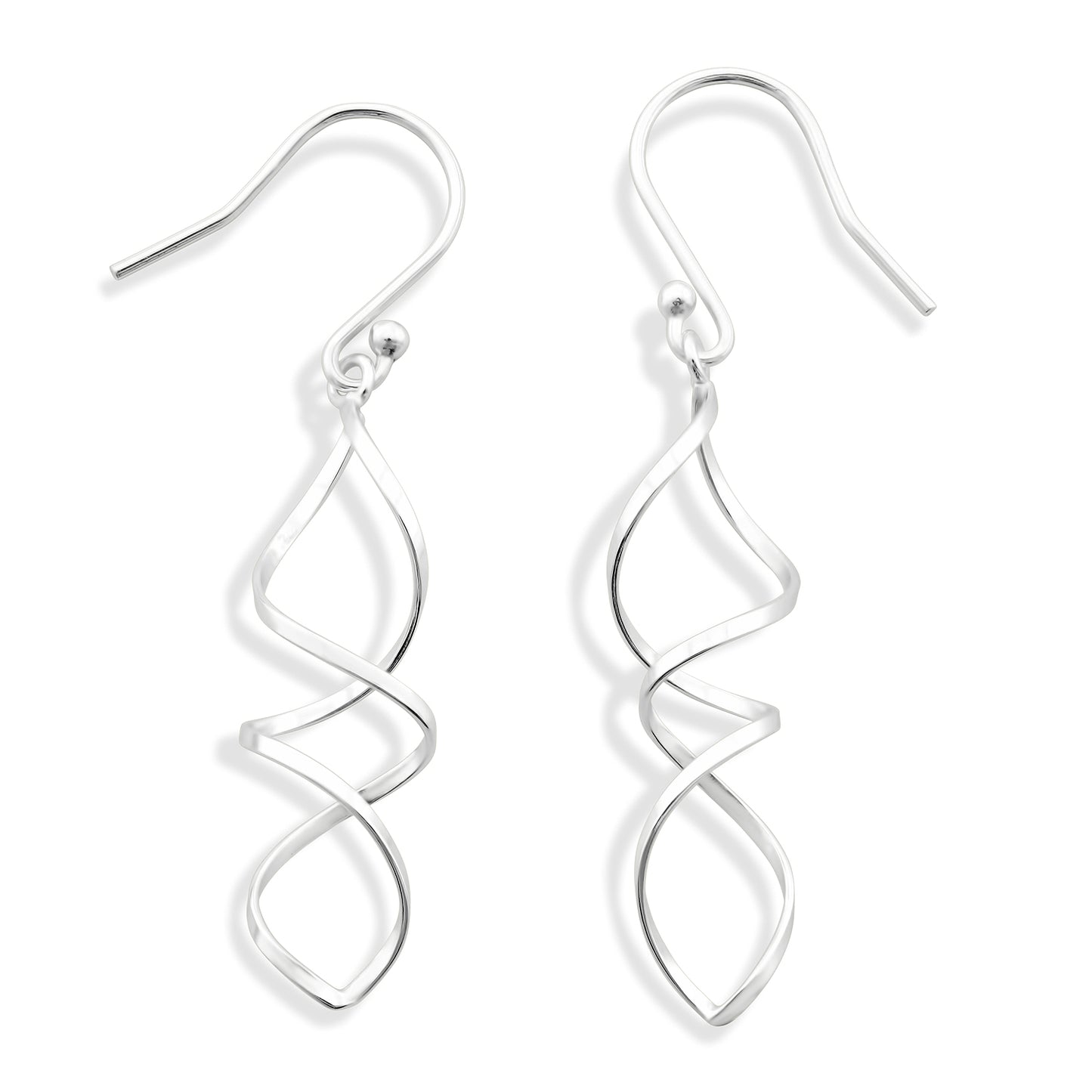 Sterling Silver Spiral Twisted Drop Earrings