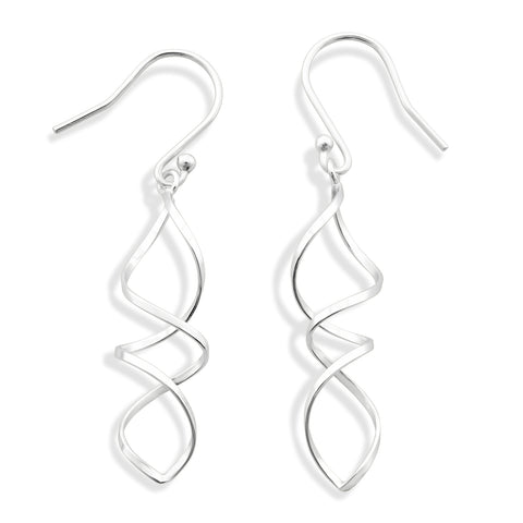 Sterling Silver Spiral Twisted Drop Earrings