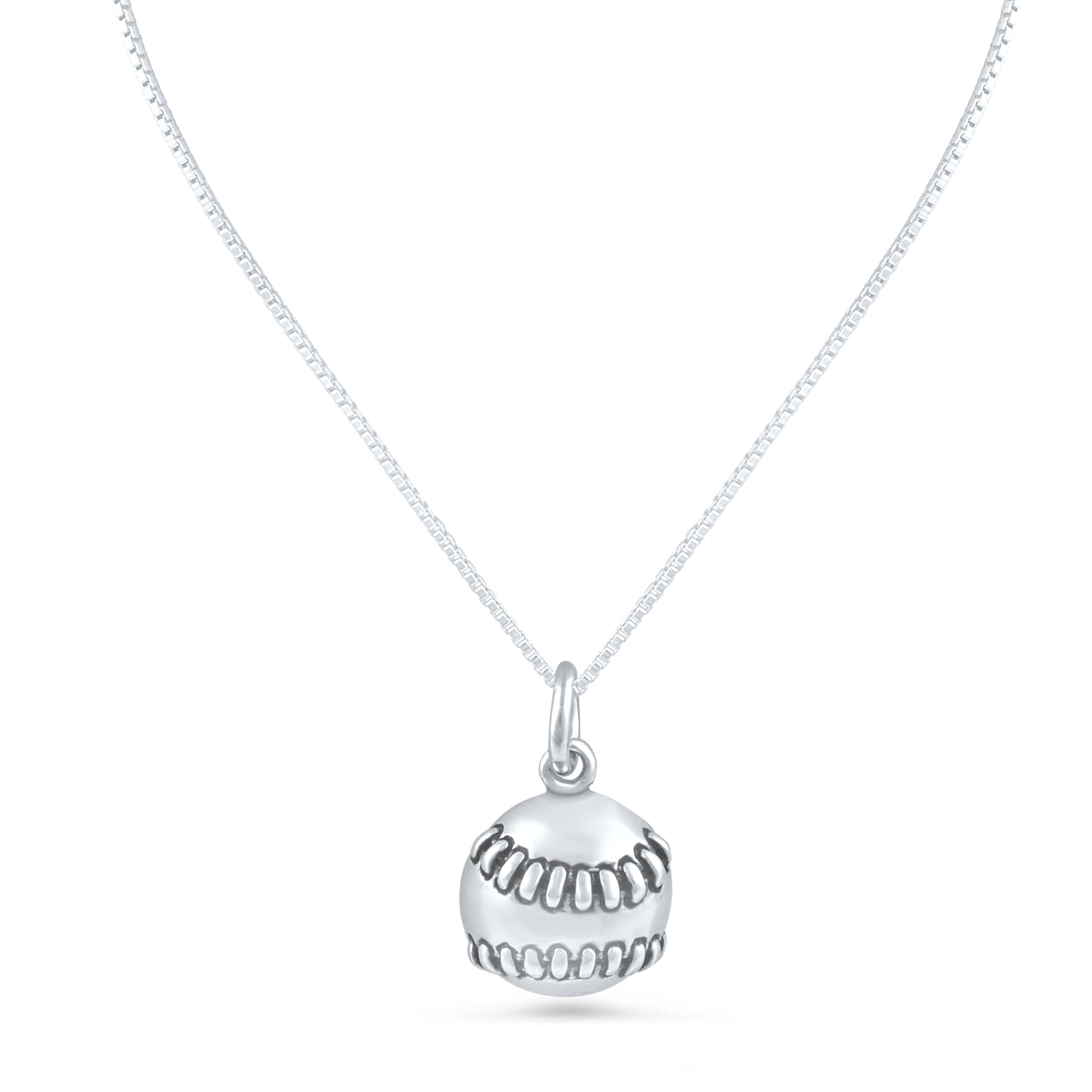 Sterling Silver Baseball Charm Necklace (18" chain included)