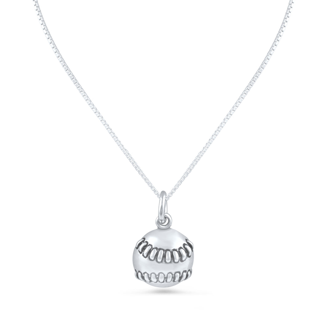 SilverCloseOut Sterling Silver BaseBall Charm Necklace (18" chain included)