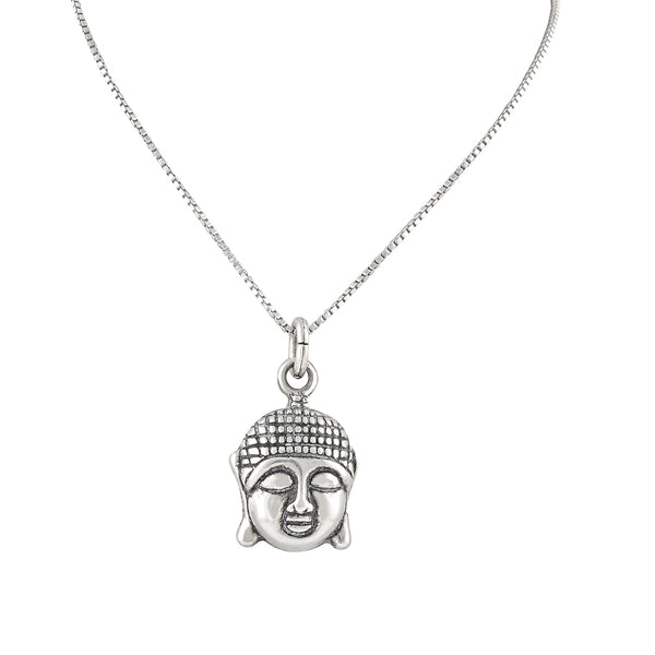 Sterling Silver Buddha Head Charm Necklace (18" chain included)