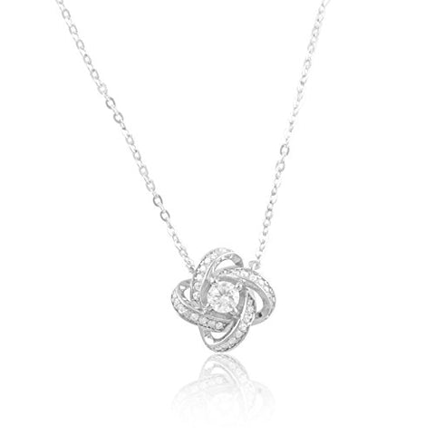 Sterling Silver Cz Infinity Knot Necklace