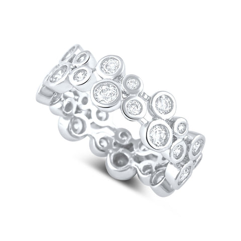 Sterling Silver Cz Double Zig Zag Eternity Ring - SilverCloseOut - 1