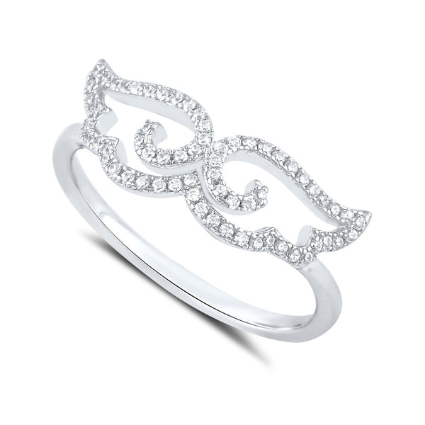 Sterling Silver Cz Moustache Ring - SilverCloseOut - 1