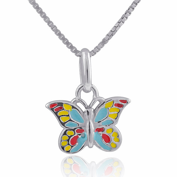 Sterling Silver MultiColored Butterfly Necklace