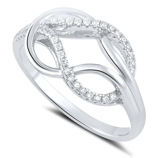 Sterling Silver Simulated Diamond Love knot Ring - SilverCloseOut - 1