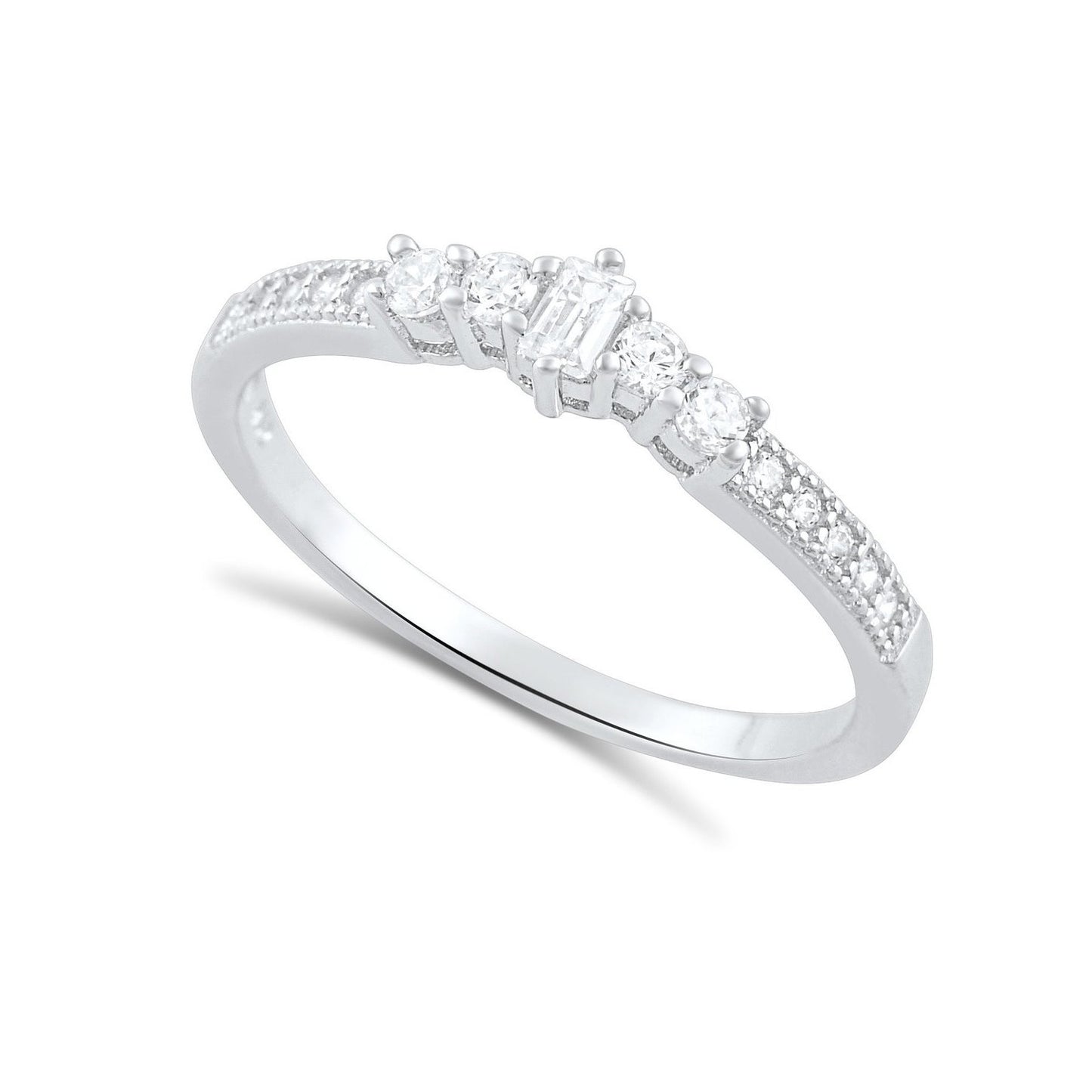 Sterling Silver Simulated Diamond Stackable Victorian Ring - SilverCloseOut - 1