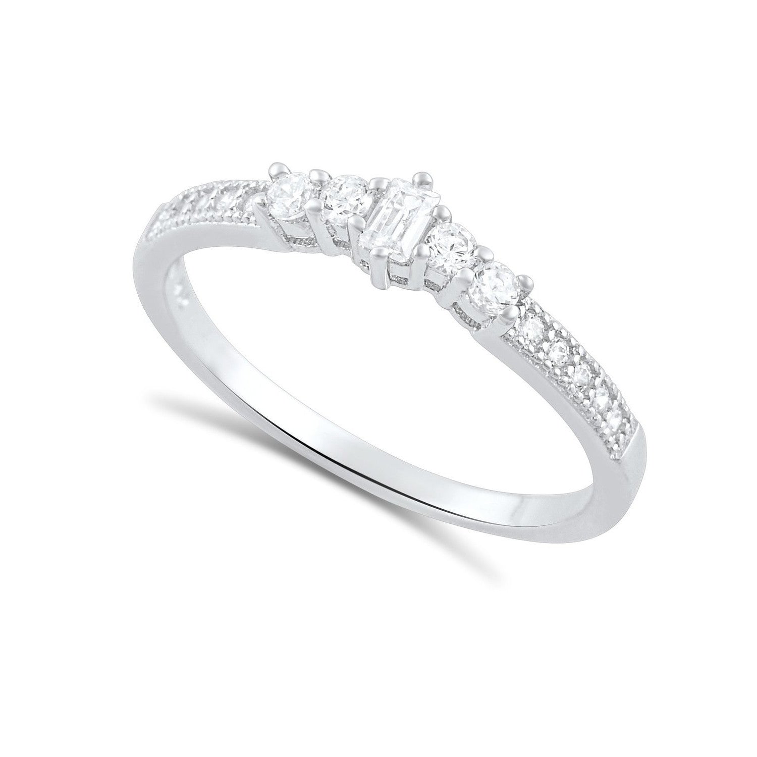 Sterling Silver Simulated Diamond Stackable Victorian Ring - SilverCloseOut - 1