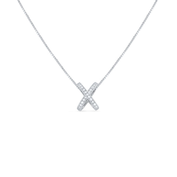 Sterling Silver Cz Initial X Necklace 18"