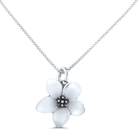 Sterling Silver Small Plumeria Flower Necklace (18" chain included)