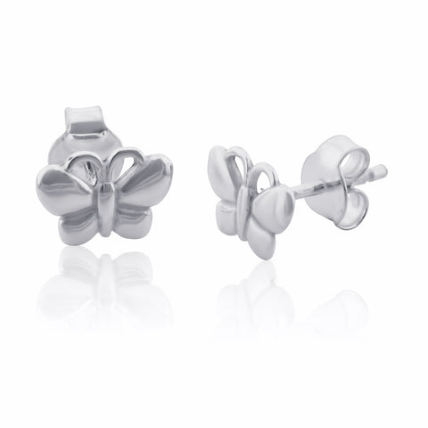 Sterling Silver Small Butterfly Stud Earrings 8mm