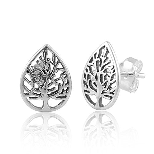 Sterling Silver Girls Winter Celtic Tree of Life Stud Earrings