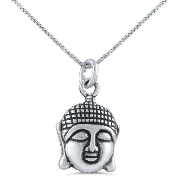 Sterling Silver Buddha Head Charm Necklace (18" chain included)