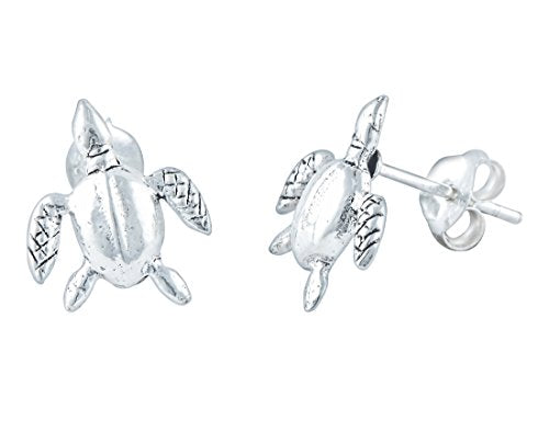 Sterling Silver Small Kemps Sea Turtle Stud Earrings - 11mm