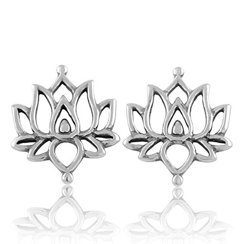 Sterling Silver Lotus Flower Stud Earrings