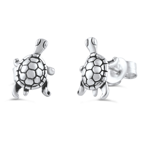 Sterling Silver Turtle Stud Earrings