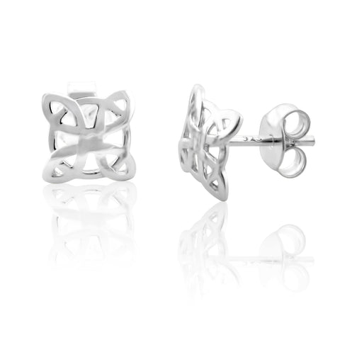 Sterling Silver Celtic Knot Stud Earrings 0.35in