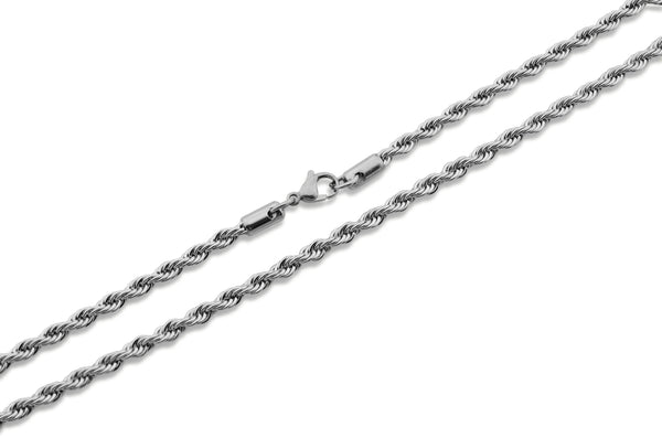 Stainless Steel Men's Thick Rope Chain Necklace - 4.0MM (Available in 16" - 36"