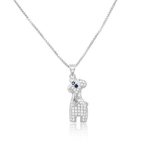Sterling Silver Cz Giraffe Necklace