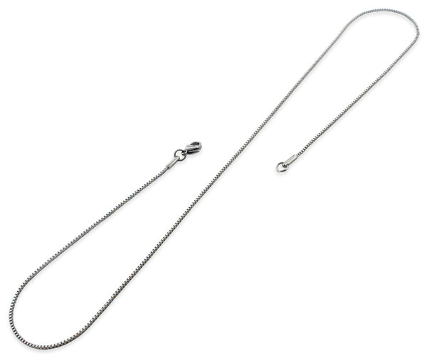 Stainless Steel Unisex Dainty Box Chain Necklace - 1.2mm Width (Available Lengths 16" - 30")