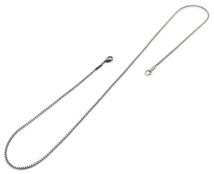Stainless Steel Unisex Dainty Box Chain Necklace - 1.5mm Width (Available Lengths 16" - 30")