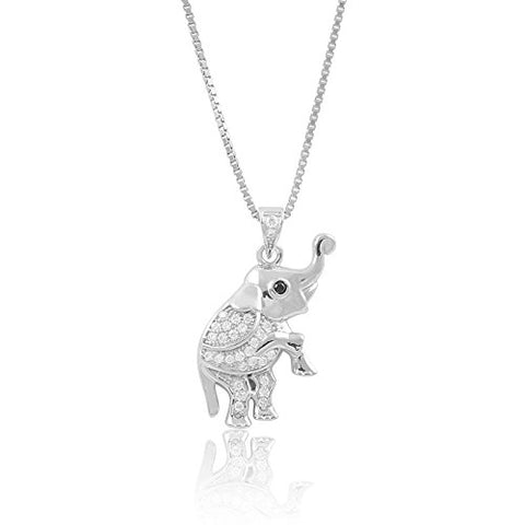 Sterling Silver Cz Lucky Elephant Necklace