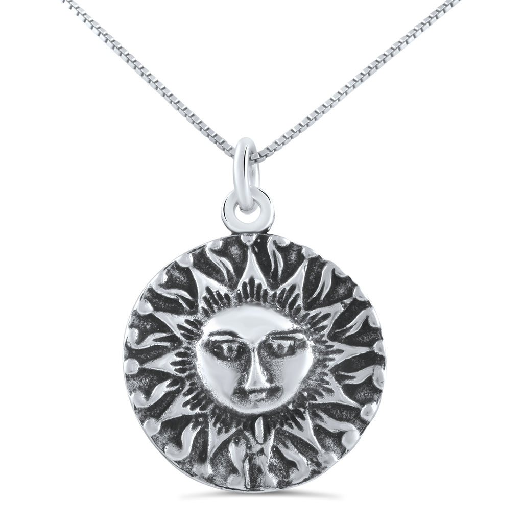 Sterling Silver Aztec Sun Necklace (18" chain included)