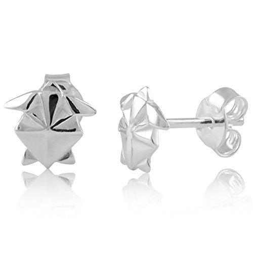 Sterling Silver Origami Sea Turtle Stud Earrings