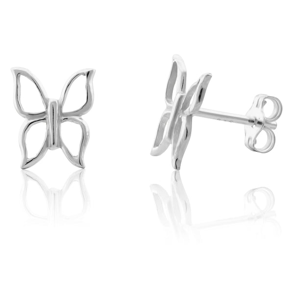 Sterling Silver Small Butterfly Stud Earrings 8mm