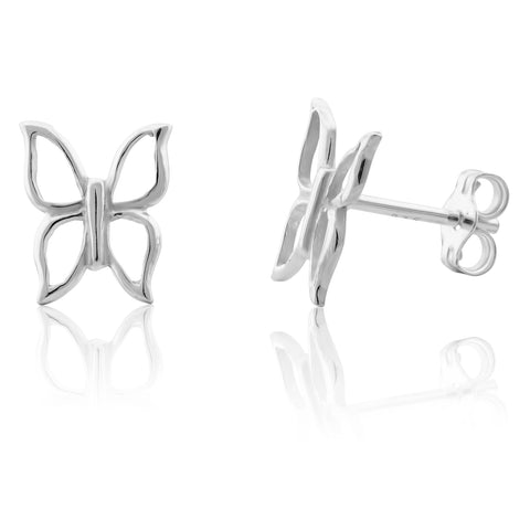 Sterling Silver Small Butterfly Stud Earrings 8mm