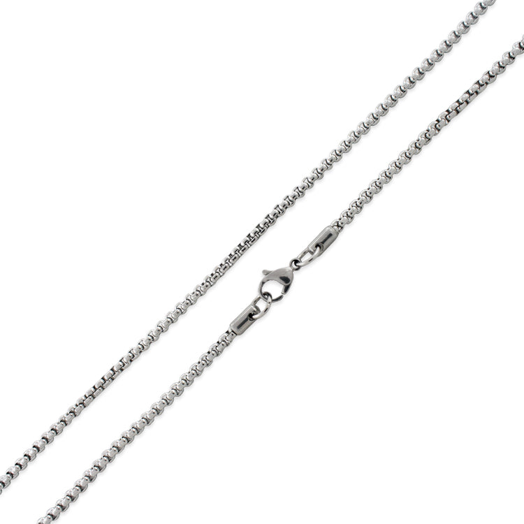 Stainless Steel Hypoallergenic Stainless Steel Thin Round Box Chain Necklace - 2.5mm Thickness