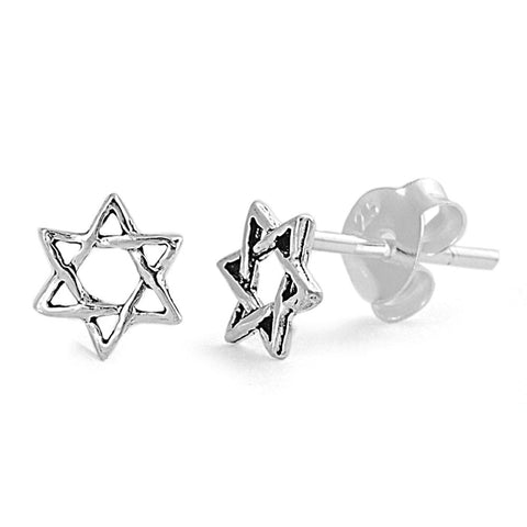 Star of David (jewish Star) Stud Earrings Sterling Silver - 6mm - SilverCloseOut - 1