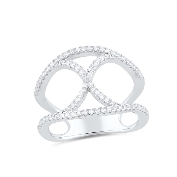 Sterling Silver Cz Infinity X Statement Ring - SilverCloseOut - 2