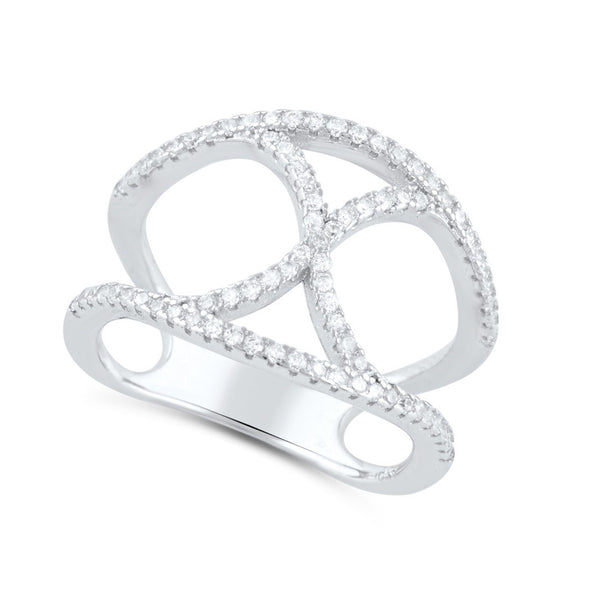 Sterling Silver Cz Infinity X Statement Ring - SilverCloseOut - 1