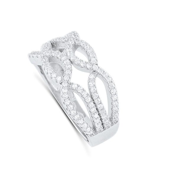 Sterling Silver Cz Double Twisted Braid Ring - SilverCloseOut - 3