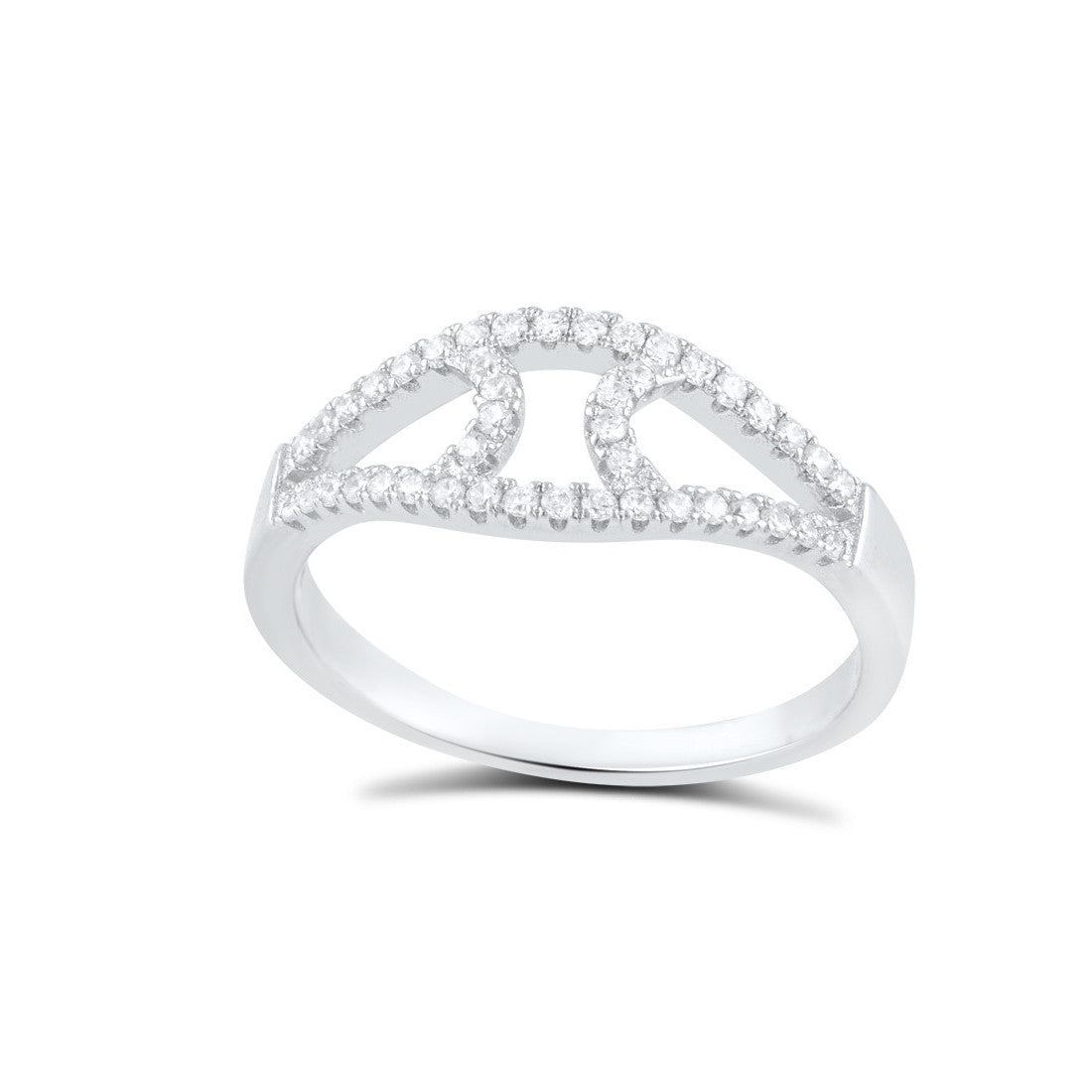 Sterling Silver Cz Abstract Evil Eye Ring - SilverCloseOut - 1