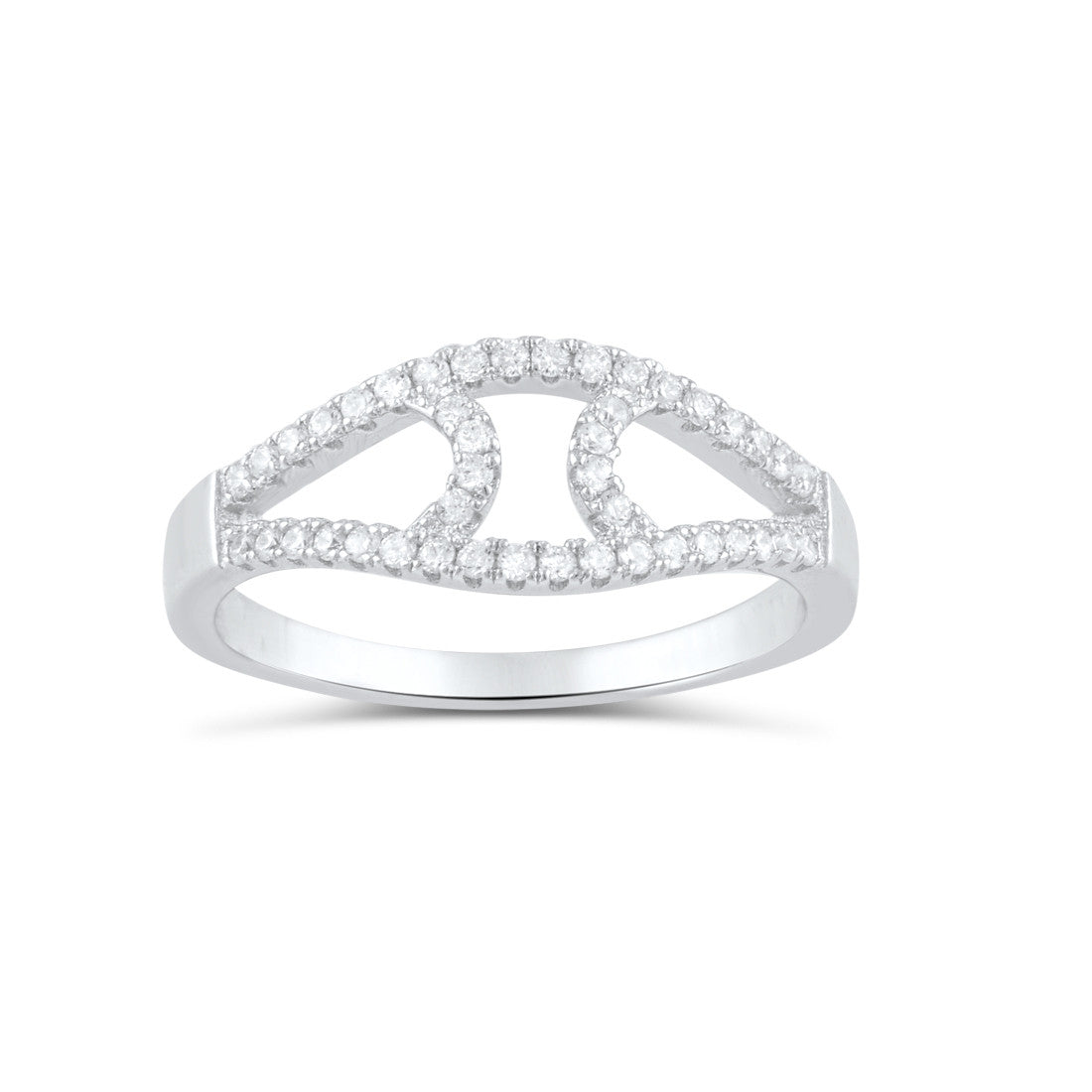 Sterling Silver Cz Abstract Evil Eye Ring - SilverCloseOut - 2