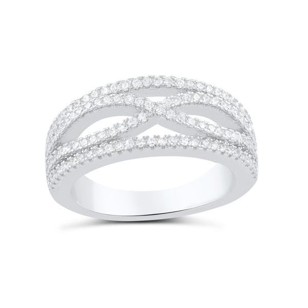 Sterling Silver Cz Artsy Infinity Statement Ring - SilverCloseOut - 2