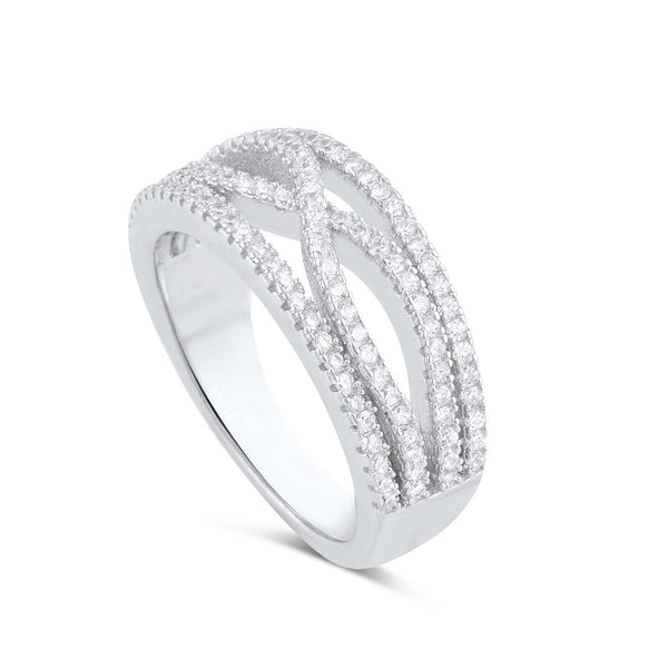 Sterling Silver Cz Artsy Infinity Statement Ring - SilverCloseOut - 1