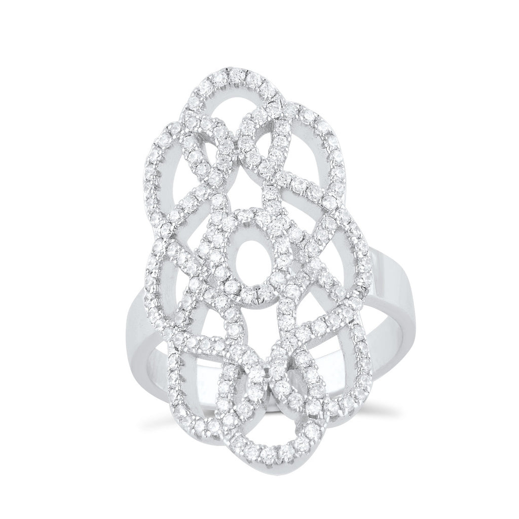 Sterling Silver Cz Filigree Armour Statement Ring - SilverCloseOut - 2
