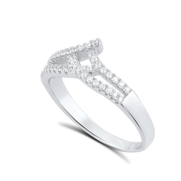 Sterling Silver Cz Victorian V Ring - SilverCloseOut - 1