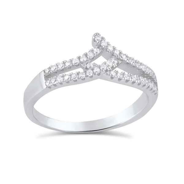 Sterling Silver Cz Victorian V Ring - SilverCloseOut - 2