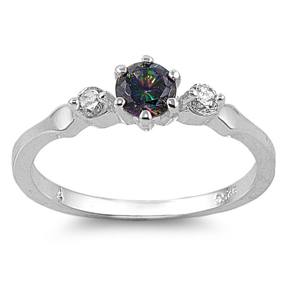 Sterling Silver Simulated Mystic Rainbow Topaz & Cz Ring - SilverCloseOut - 2