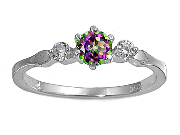 Sterling Silver Simulated Mystic Rainbow Topaz & Cz Ring - SilverCloseOut - 3