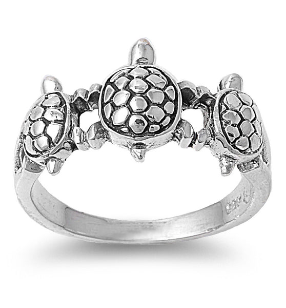 Sterling Silver 10mm Turtles Ring - SilverCloseOut - 1